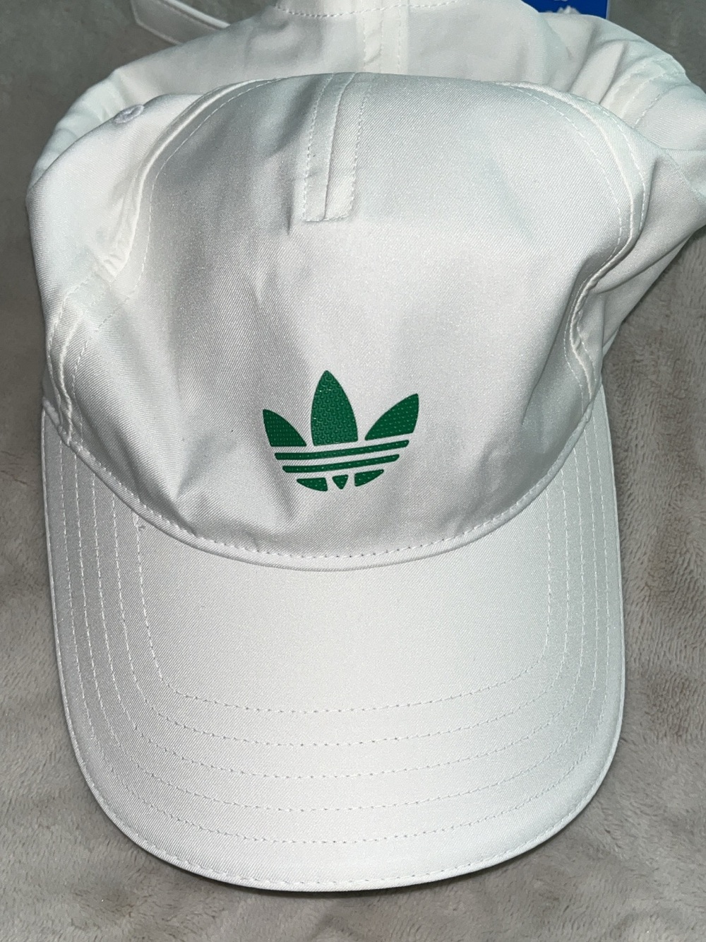 Adidas White Cap with Green Trefoil Logo
